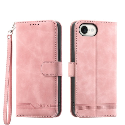 For iPhone 16e Dierfeng Dream Line TPU Hybrid PU Leather Phone Case(Pink) by bashfashion
