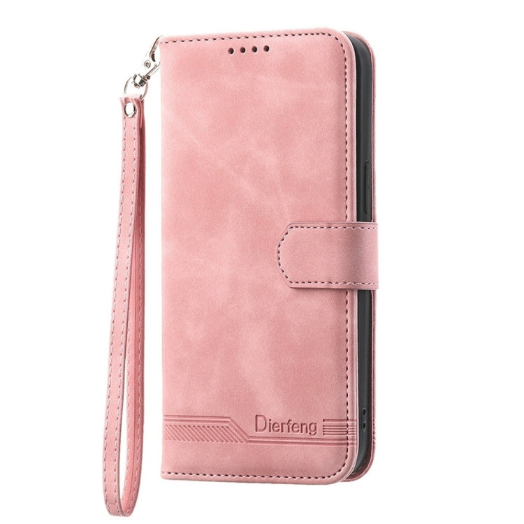For iPhone 16e Dierfeng Dream Line TPU Hybrid PU Leather Phone Case(Pink) by bashfashion
