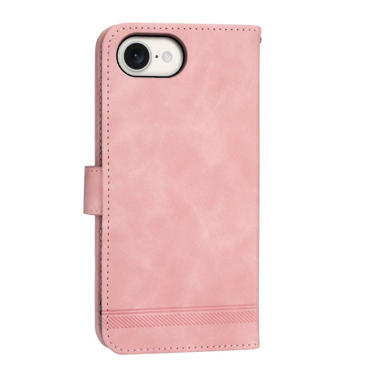 For iPhone 16e Dierfeng Dream Line TPU Hybrid PU Leather Phone Case(Pink) by bashfashion