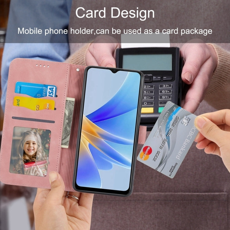 For iPhone 16e Dierfeng Dream Line TPU Hybrid PU Leather Phone Case(Pink) by bashfashion