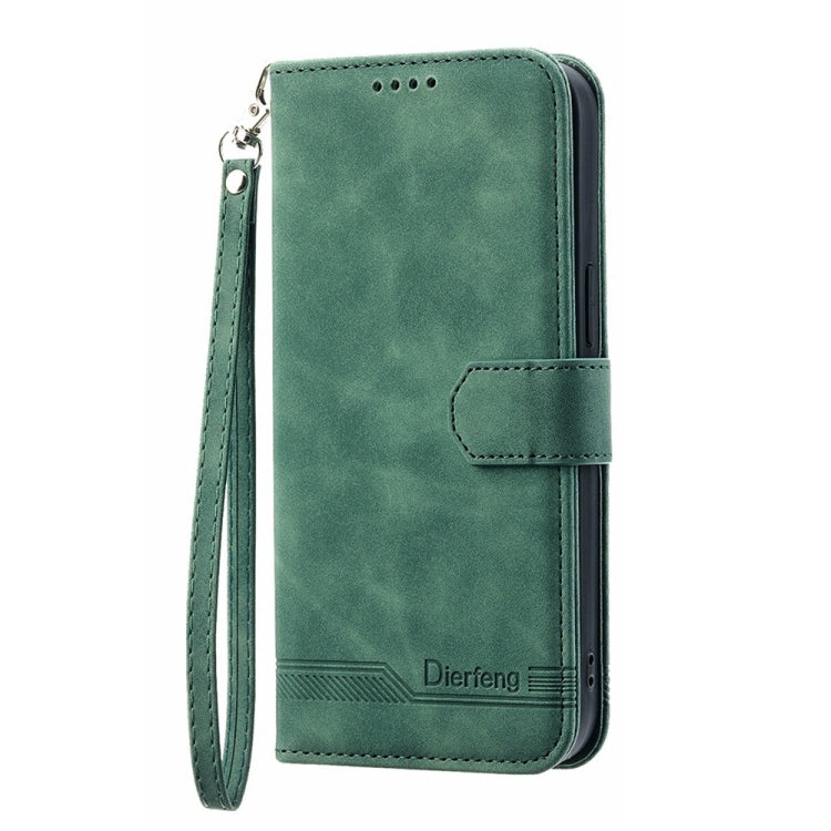 For iPhone 16e Dierfeng Dream Line TPU Hybrid PU Leather Phone Case(Green) by bashfashion