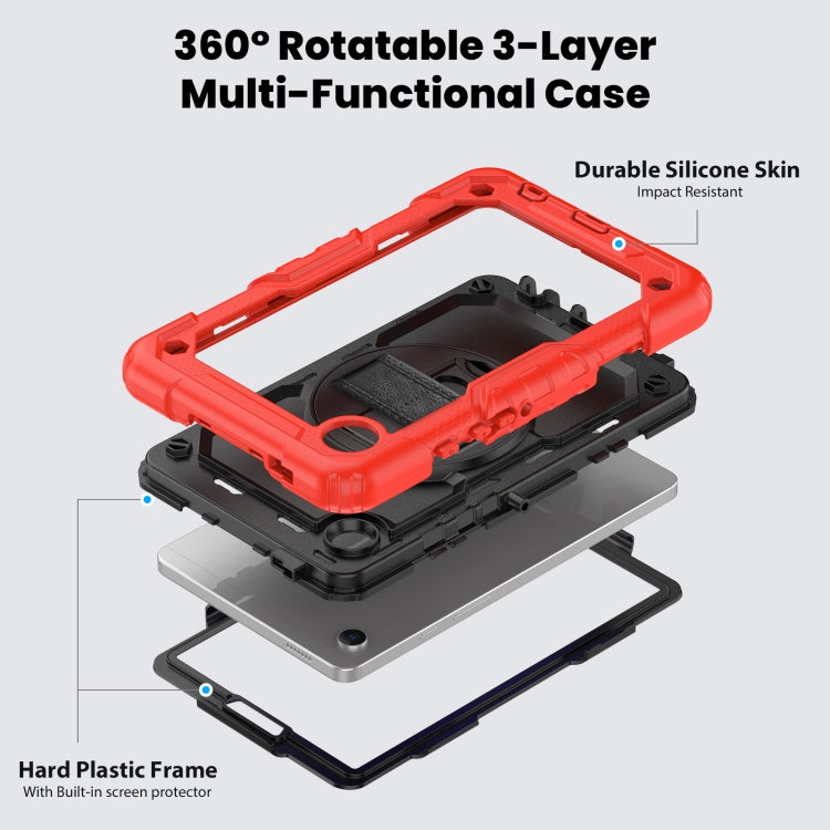 For Samsung Galaxy Tab A9 Silicone + PC Tablet Case with Shoulder Strap(Red) by bashfashion