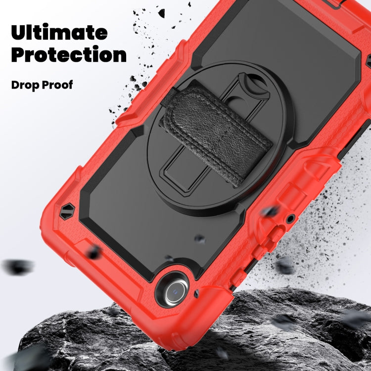 For Samsung Galaxy Tab A9 Silicone + PC Tablet Case with Shoulder Strap(Red) by bashfashion