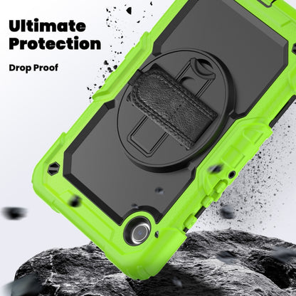 For Samsung Galaxy Tab A9 / Tab A11 Silicone + PC Tablet Case with Shoulder Strap(Yellow Green+Black) by bashfashion