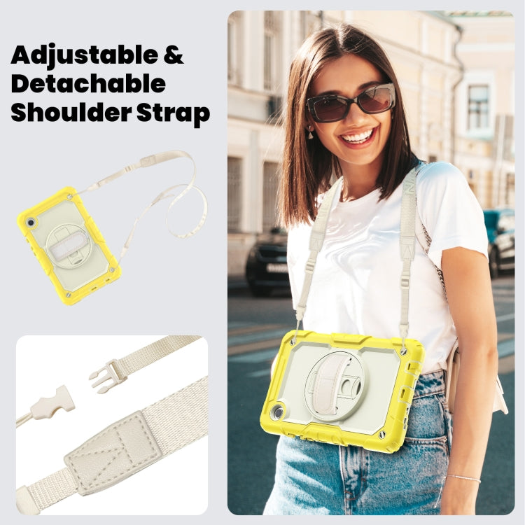 For Samsung Galaxy Tab A9 / Tab A11 Silicone + PC Tablet Case with Shoulder Strap(Yellow) by bashfashion