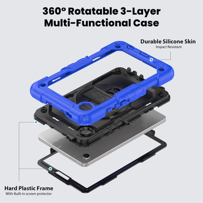 For Samsung Galaxy Tab A9 / Tab A11 Silicone + PC Tablet Case with Shoulder Strap(Blue) by bashfashion