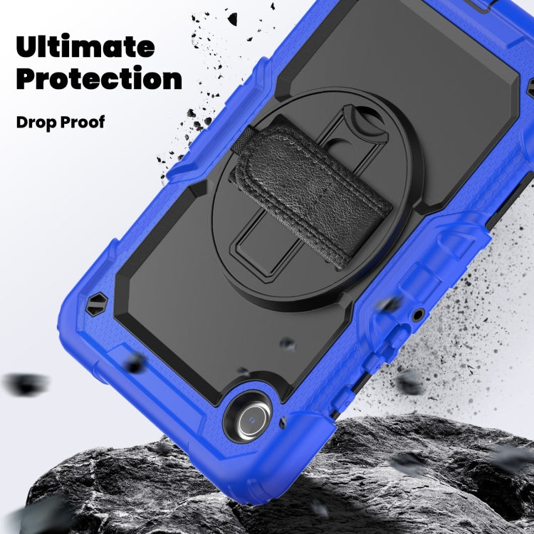 For Samsung Galaxy Tab A9 / Tab A11 Silicone + PC Tablet Case with Shoulder Strap(Blue) by bashfashion