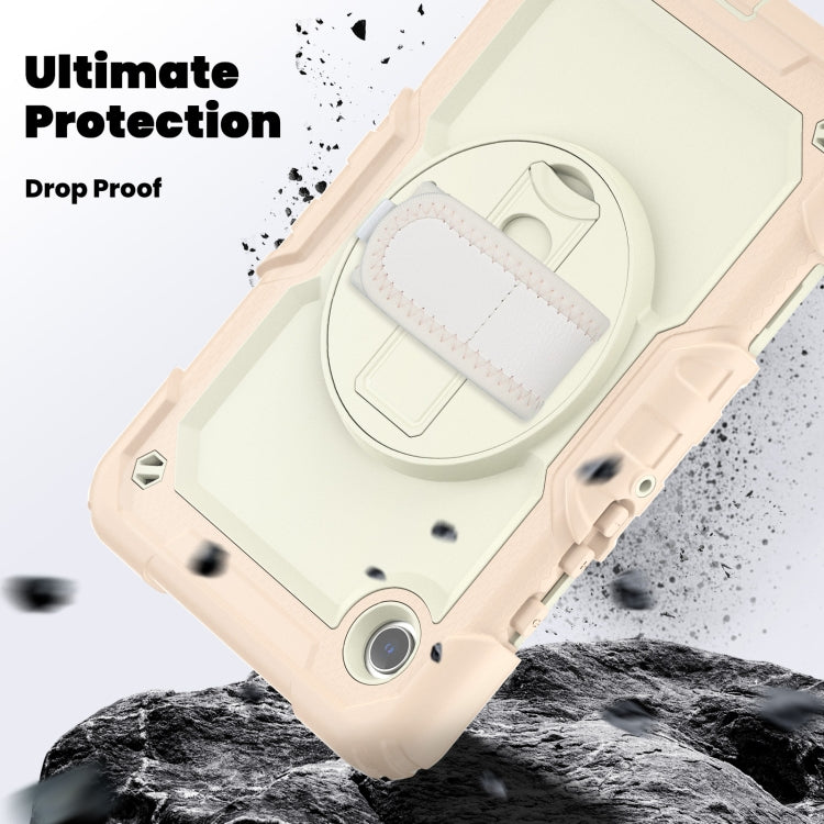 For Samsung Galaxy Tab A9 / Tab A11 Silicone + PC Tablet Case with Shoulder Strap(Rose Gold) by bashfashion