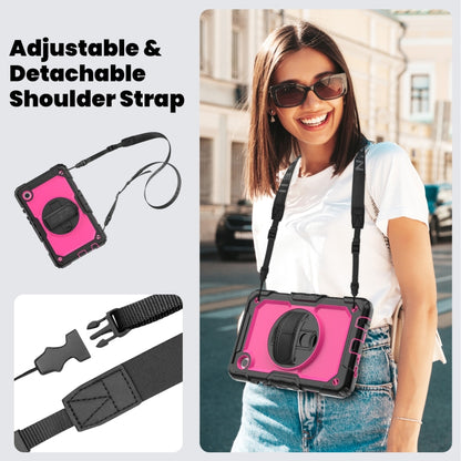 For Samsung Galaxy Tab A9 / Tab A11 Silicone + PC Tablet Case with Shoulder Strap(Black+Rose Red) by bashfashion