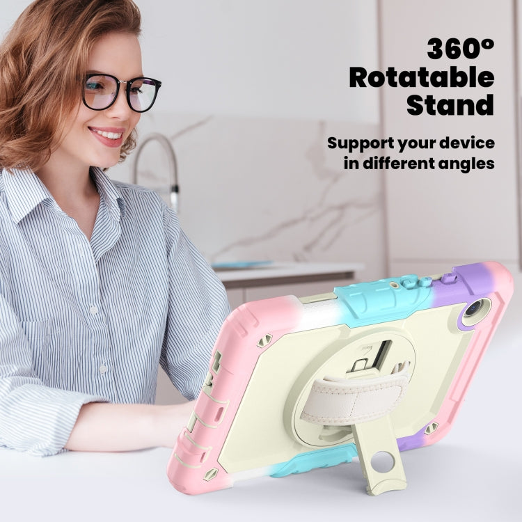 For Samsung Galaxy Tab A9 / Tab A11 Silicone + PC Tablet Case with Shoulder Strap(Camouflage Pink) by bashfashion