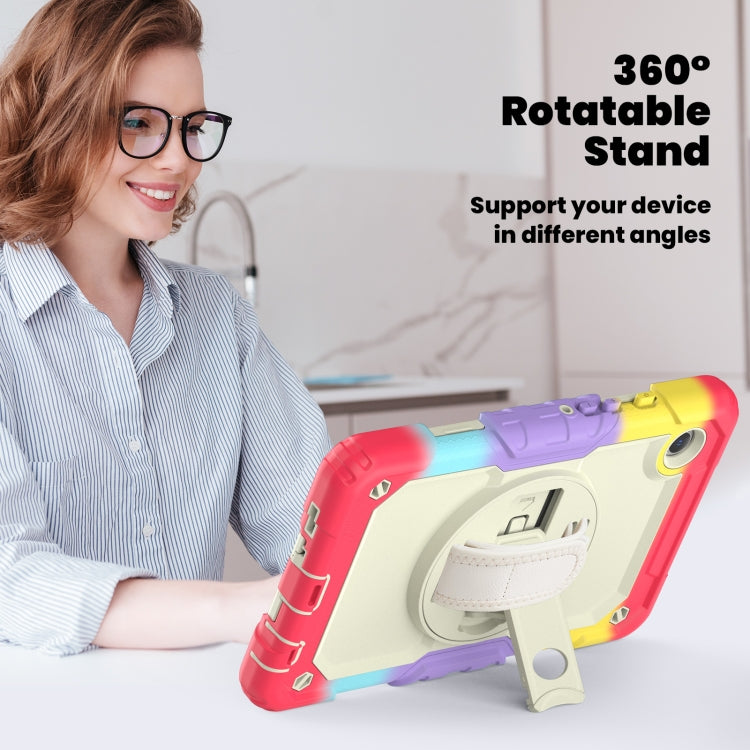 For Samsung Galaxy Tab A9 / Tab A11 Silicone + PC Tablet Case with Shoulder Strap(Camouflage Red) by bashfashion