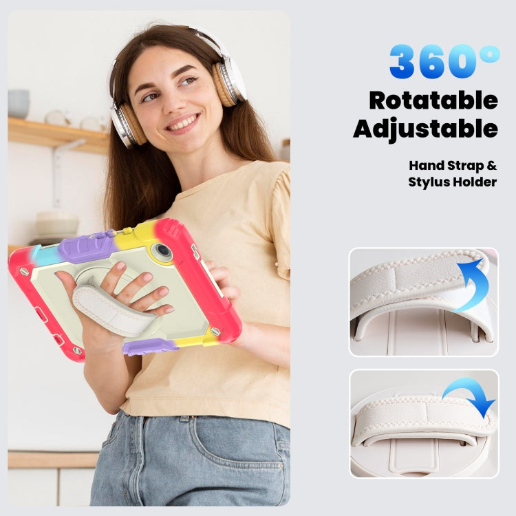 For Samsung Galaxy Tab A9 / Tab A11 Silicone + PC Tablet Case with Shoulder Strap(Camouflage Red) by bashfashion