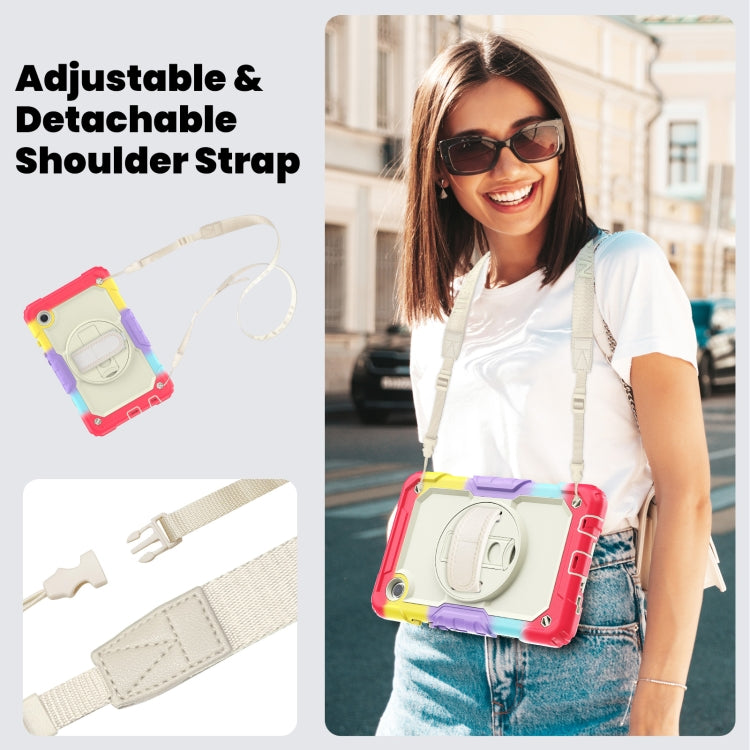 For Samsung Galaxy Tab A9 / Tab A11 Silicone + PC Tablet Case with Shoulder Strap(Camouflage Red) by bashfashion