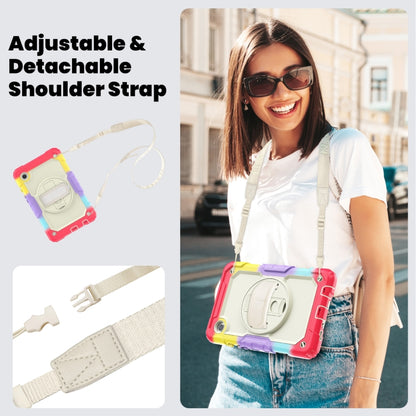 For Samsung Galaxy Tab A9 / Tab A11 Silicone + PC Tablet Case with Shoulder Strap(Camouflage Red) by bashfashion