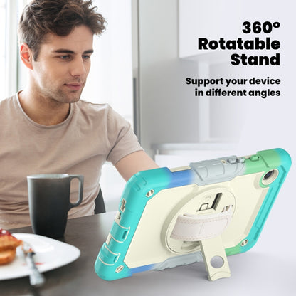 For Samsung Galaxy Tab A9 / Tab A11 Silicone + PC Tablet Case with Shoulder Strap(Camouflage Light Blue) by bashfashion