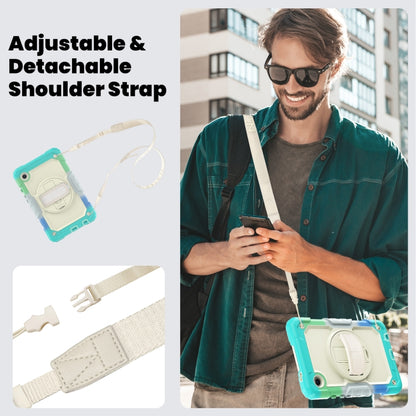 For Samsung Galaxy Tab A9 / Tab A11 Silicone + PC Tablet Case with Shoulder Strap(Camouflage Light Blue) by bashfashion