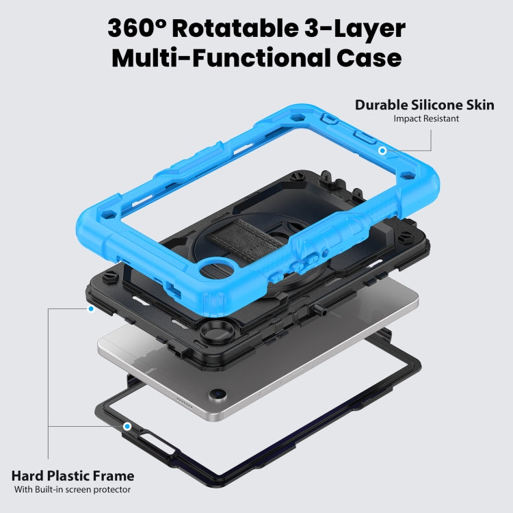 For Samsung Galaxy Tab A9 / Tab A11 Silicone + PC Tablet Case with Shoulder Strap(Light Blue) by bashfashion