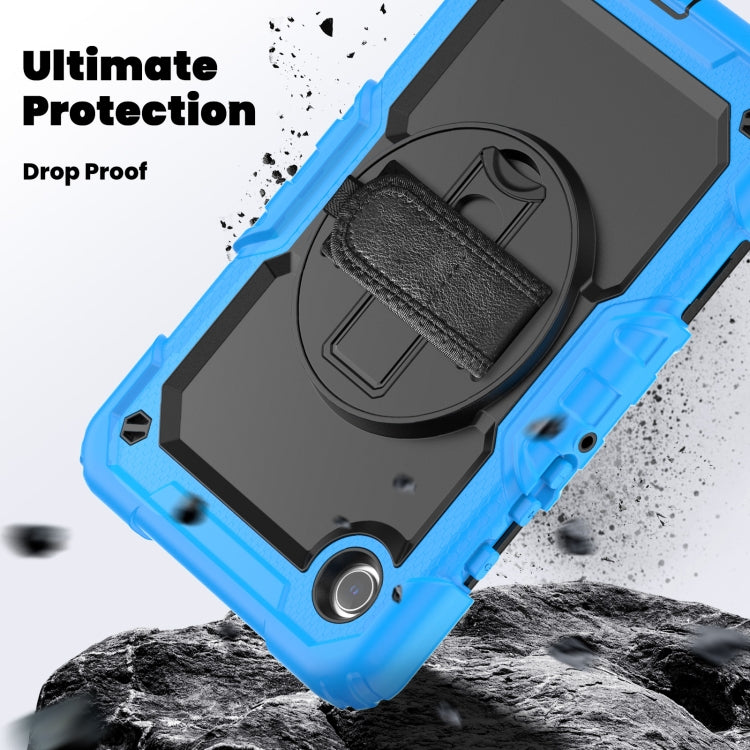 For Samsung Galaxy Tab A9 / Tab A11 Silicone + PC Tablet Case with Shoulder Strap(Light Blue) by bashfashion