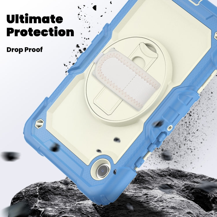 For Samsung Galaxy Tab A9 / Tab A11 Silicone + PC Tablet Case with Shoulder Strap(Cyan Blue) by bashfashion