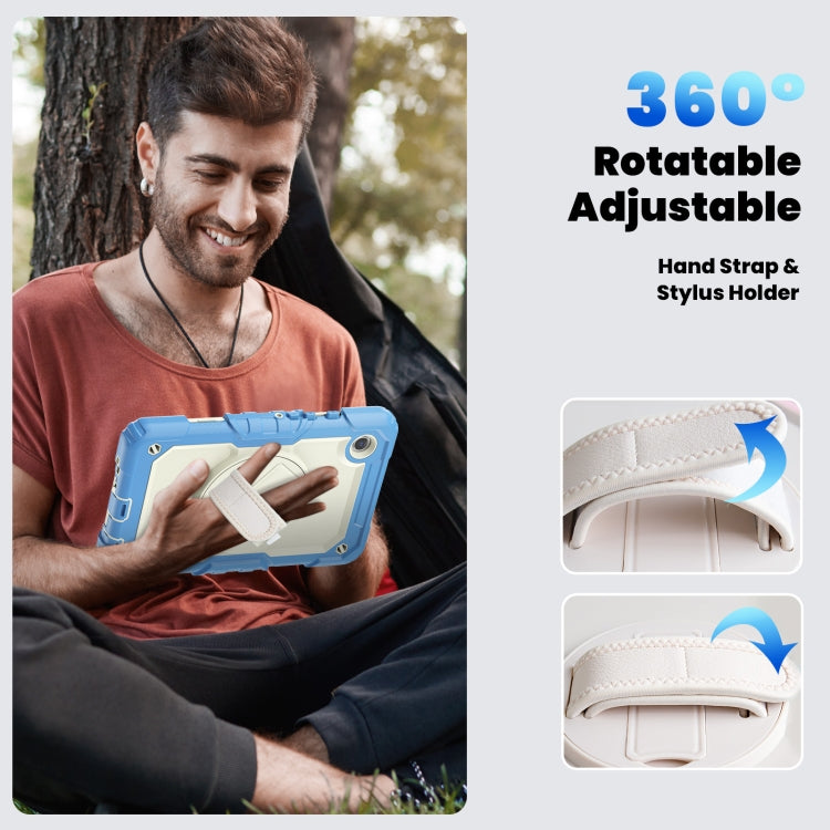 For Samsung Galaxy Tab A9 / Tab A11 Silicone + PC Tablet Case with Shoulder Strap(Cyan Blue) by bashfashion