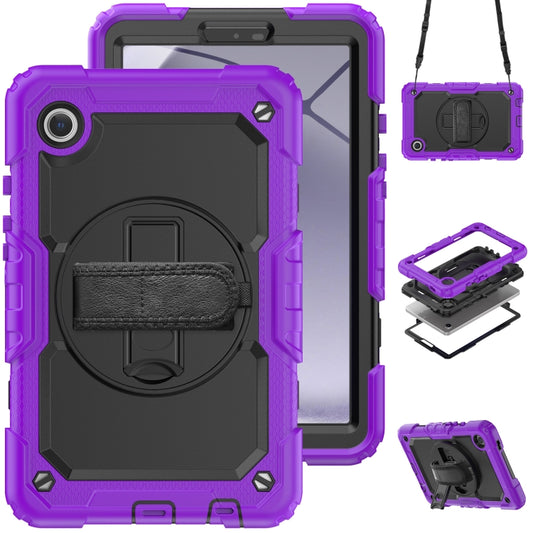 For Samsung Galaxy Tab A9 / Tab A11 Silicone + PC Tablet Case with Shoulder Strap(Purple) by bashfashion