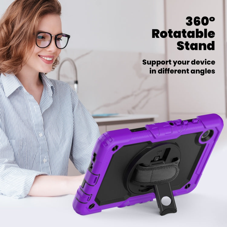 For Samsung Galaxy Tab A9 / Tab A11 Silicone + PC Tablet Case with Shoulder Strap(Purple) by bashfashion