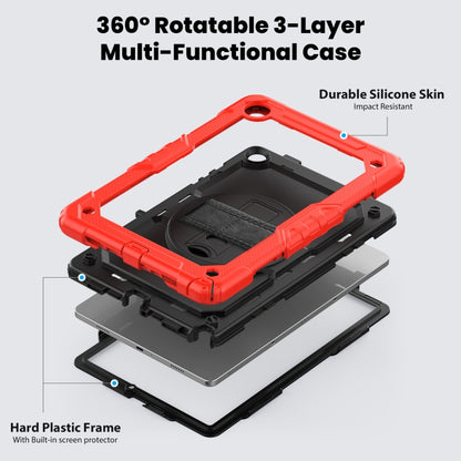 For Samsung Galaxy Tab A9 /Tab A11+ Silicone + PC Tablet Case with Shoulder Strap(Red) by bashfashion