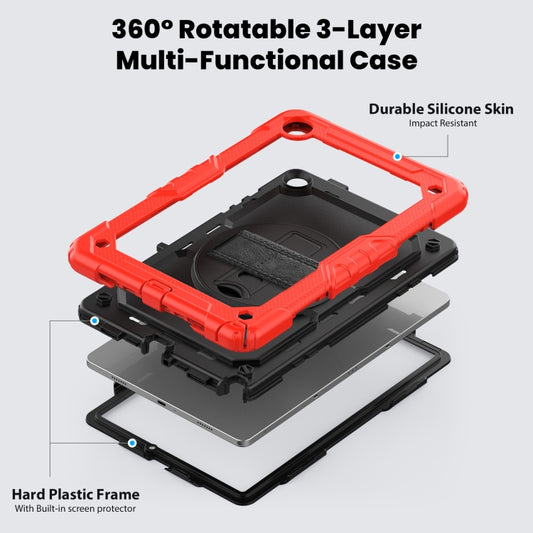 For Samsung Galaxy Tab A9 /Tab A11+ Silicone + PC Tablet Case with Shoulder Strap(Red) by bashfashion