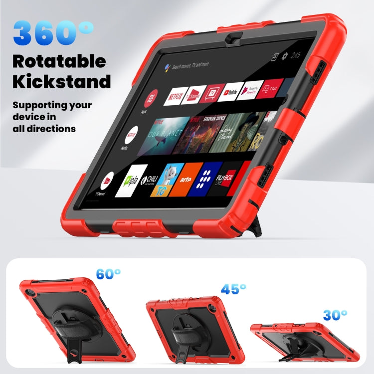 For Samsung Galaxy Tab A9 /Tab A11+ Silicone + PC Tablet Case with Shoulder Strap(Red) by bashfashion