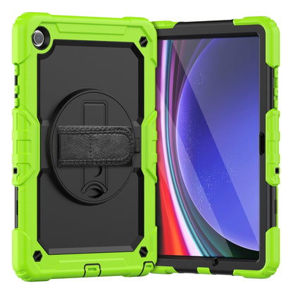 For Samsung Galaxy Tab A9 /Tab A11+ Silicone + PC Tablet Case with Shoulder Strap(Yellow Green+Black) by bashfashion