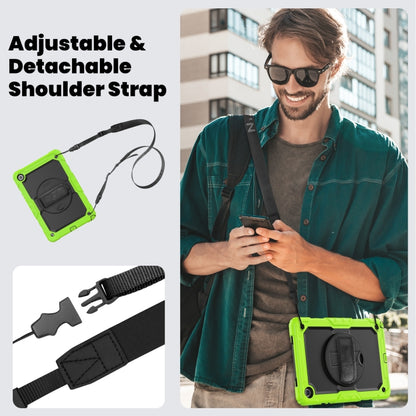 For Samsung Galaxy Tab A9 /Tab A11+ Silicone + PC Tablet Case with Shoulder Strap(Yellow Green+Black) by bashfashion