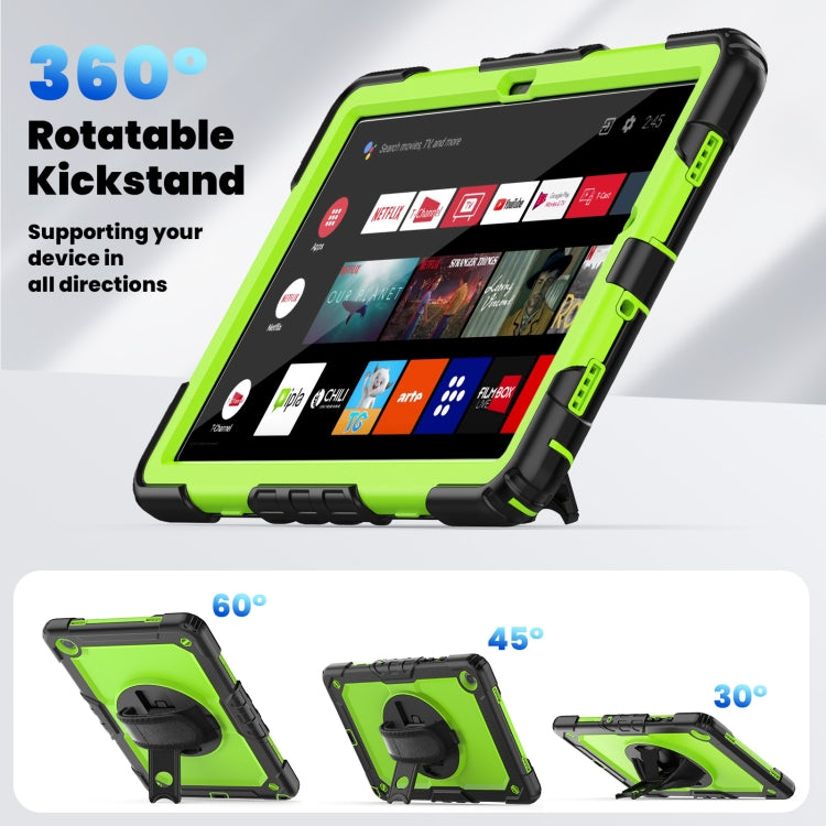 For Samsung Galaxy Tab A9 /Tab A11+ Silicone + PC Tablet Case with Shoulder Strap(Black+Yellow Green) by bashfashion