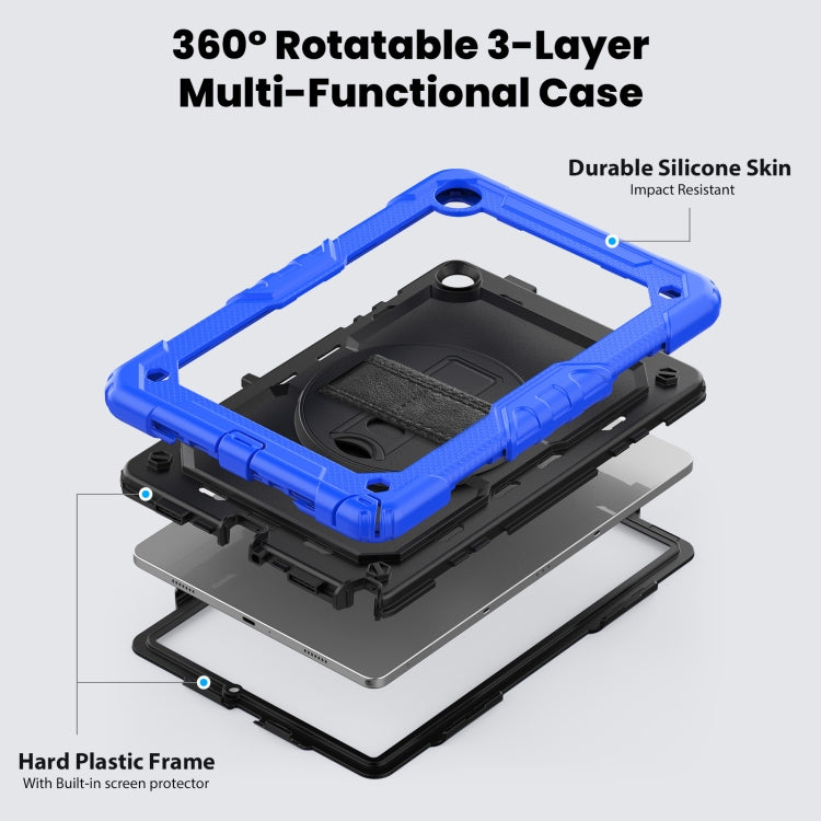 For Samsung Galaxy Tab A9 /Tab A11+ Silicone + PC Tablet Case with Shoulder Strap(Blue) by bashfashion