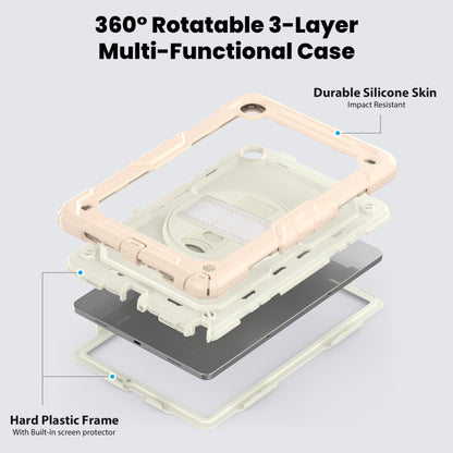 For Samsung Galaxy Tab A9 /Tab A11+ Silicone + PC Tablet Case with Shoulder Strap(Rose Gold) by bashfashion