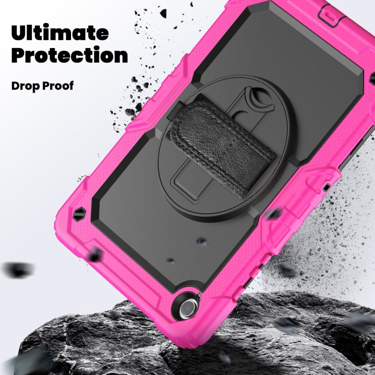 For Samsung Galaxy Tab A9 /Tab A11+ Silicone + PC Tablet Case with Shoulder Strap(Rose Red) by bashfashion