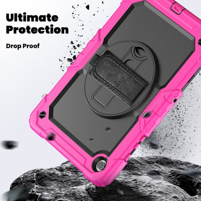 For Samsung Galaxy Tab A9 /Tab A11+ Silicone + PC Tablet Case with Shoulder Strap(Rose Red) by bashfashion