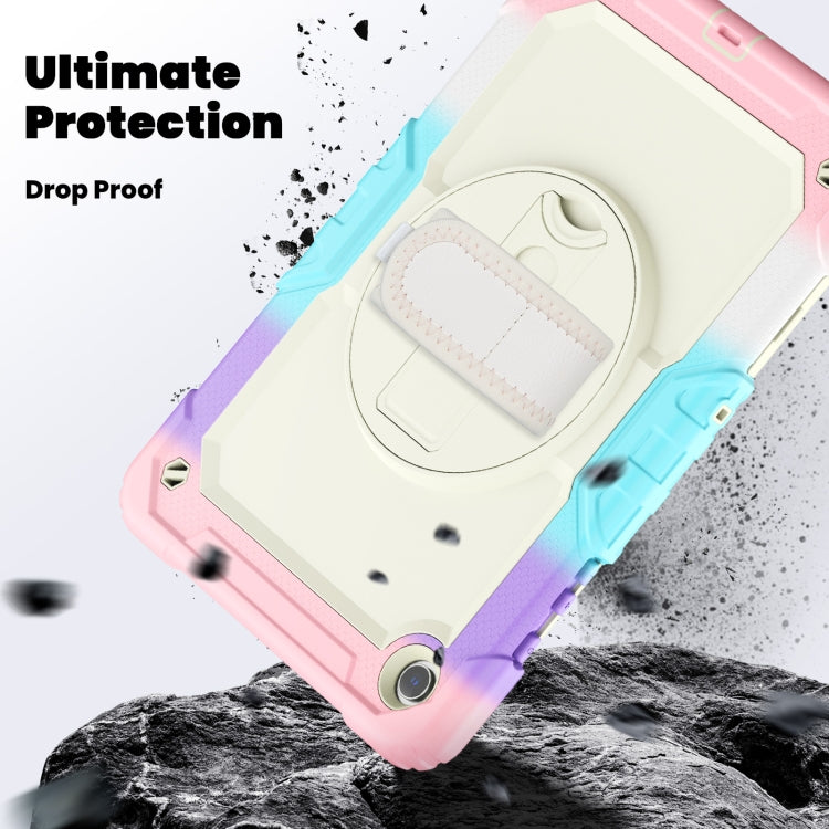 For Samsung Galaxy Tab A9 /Tab A11+ Silicone + PC Tablet Case with Shoulder Strap(Camouflage Pink) by bashfashion