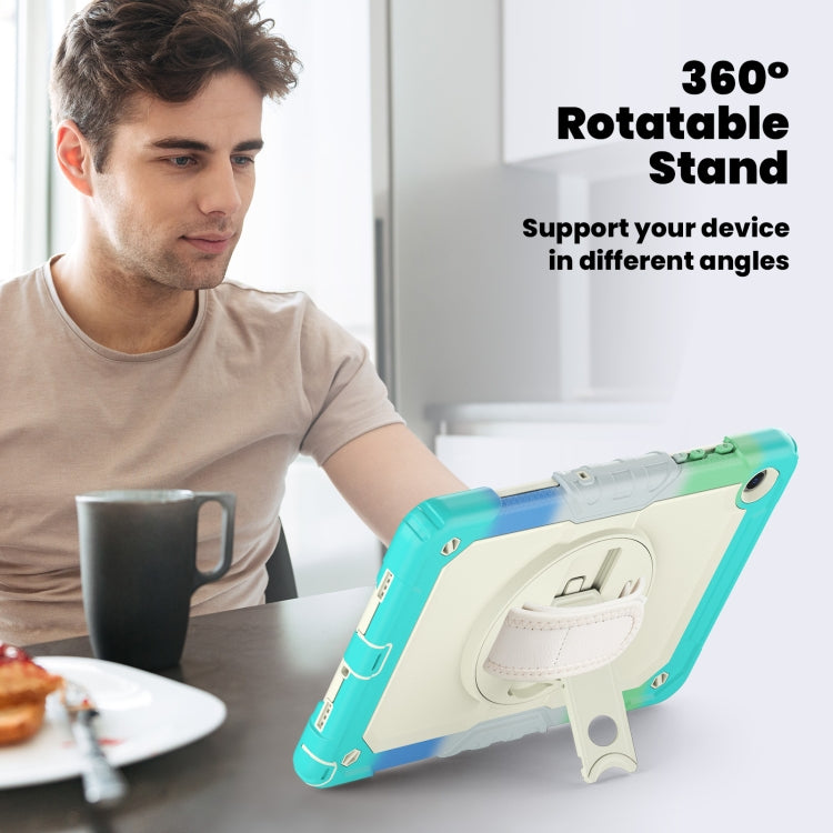 For Samsung Galaxy Tab A9 /Tab A11+ Silicone + PC Tablet Case with Shoulder Strap(Camouflage Light Blue) by bashfashion