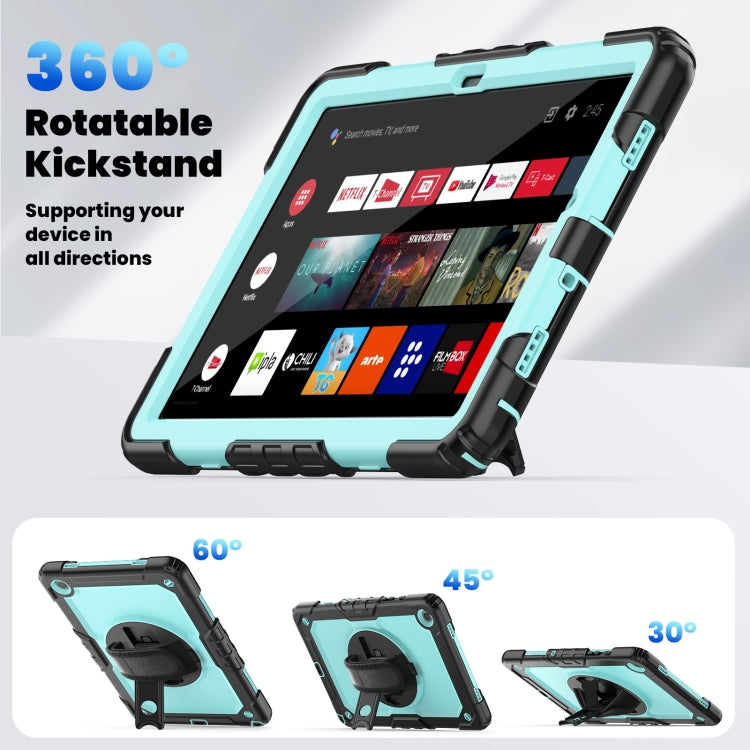 For Samsung Galaxy Tab A9 /Tab A11+ Silicone + PC Tablet Case with Shoulder Strap(Black+Light Blue) by bashfashion