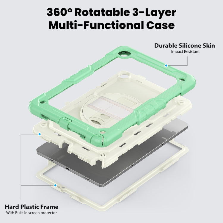 For Samsung Galaxy Tab A9 /Tab A11+ Silicone + PC Tablet Case with Shoulder Strap(Light Green) by bashfashion