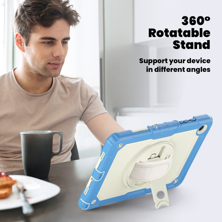 For Samsung Galaxy Tab A9 /Tab A11+ Silicone + PC Tablet Case with Shoulder Strap(Cyan Blue) by bashfashion