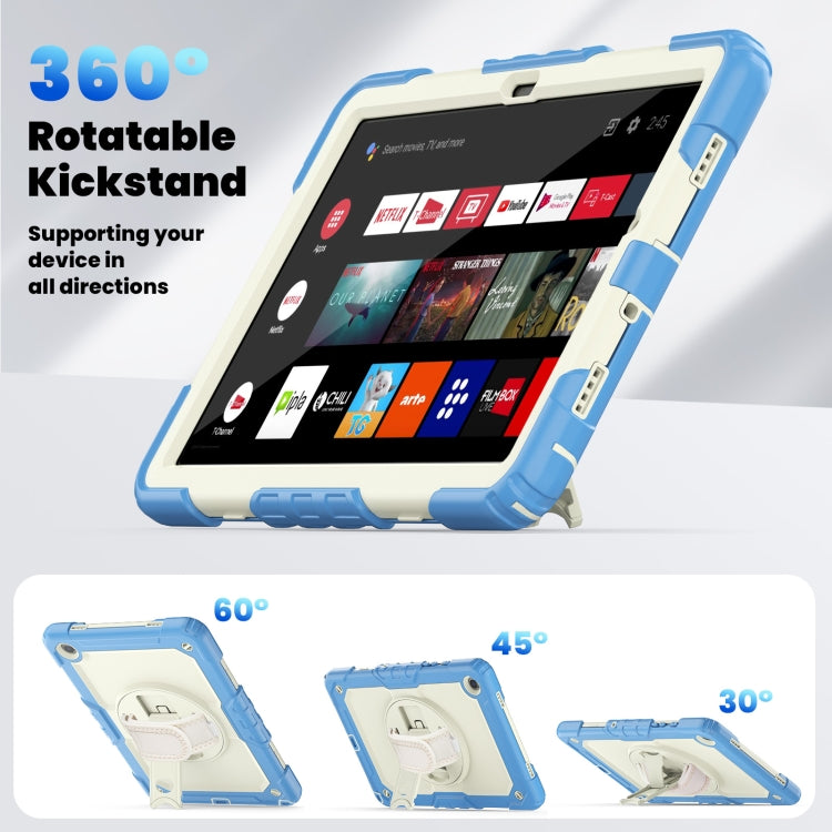 For Samsung Galaxy Tab A9 /Tab A11+ Silicone + PC Tablet Case with Shoulder Strap(Cyan Blue) by bashfashion