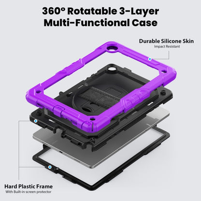 For Samsung Galaxy Tab A9 /Tab A11+ Silicone + PC Tablet Case with Shoulder Strap(Purple) by bashfashion