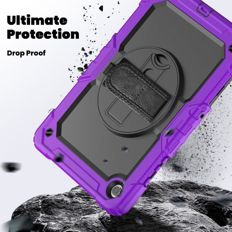 For Samsung Galaxy Tab A9 /Tab A11+ Silicone + PC Tablet Case with Shoulder Strap(Purple) by bashfashion
