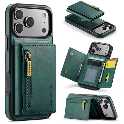 For iPhone 17 Pro Max DG.MING M5 Series Zip RFID Multi Card Detachable Leather Phone Case(Green) by DG.MING