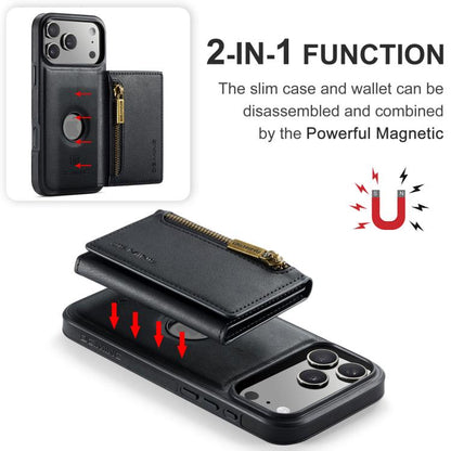 For iPhone 17 Pro DG.MING M5 Series Zip RFID Multi Card Detachable Leather Phone Case(Black) by DG.MING