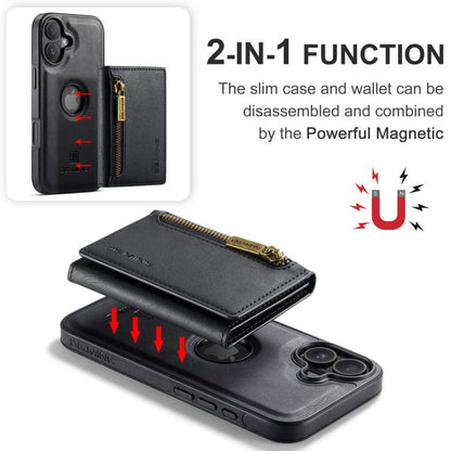 For iPhone 17 DG.MING M5 Series Zip RFID Multi Card Detachable Leather Phone Case(Black) by DG.MING