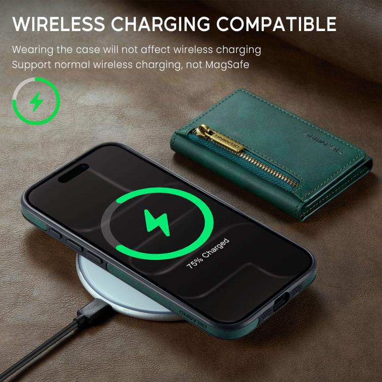 For iPhone Air DG.MING M5 Series Zip RFID Multi Card Detachable Leather Phone Case(Green) by DG.MING