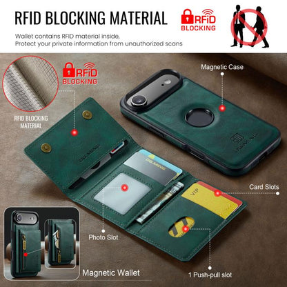 For iPhone Air DG.MING M5 Series Zip RFID Multi Card Detachable Leather Phone Case(Green) by DG.MING