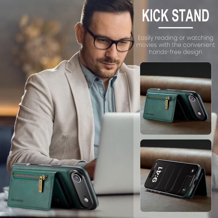 For iPhone Air DG.MING M5 Series Zip RFID Multi Card Detachable Leather Phone Case(Green) by DG.MING